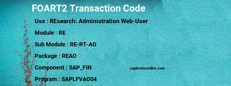SAP FOART2 transaction code