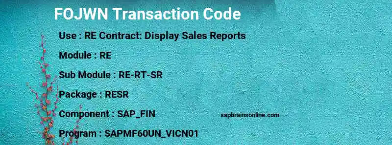 SAP FOJWN transaction code