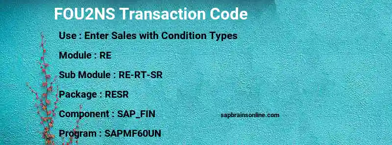 SAP FOU2NS transaction code