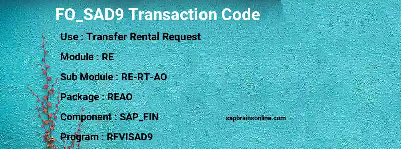 SAP FO_SAD9 transaction code