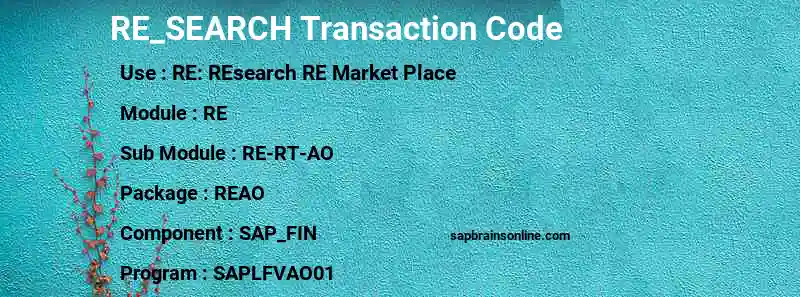 SAP RE_SEARCH transaction code