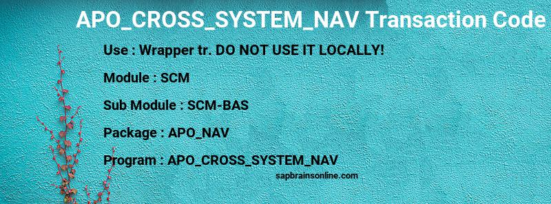 SAP APO_CROSS_SYSTEM_NAV transaction code