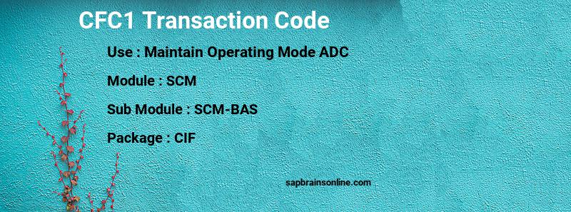 SAP CFC1 transaction code