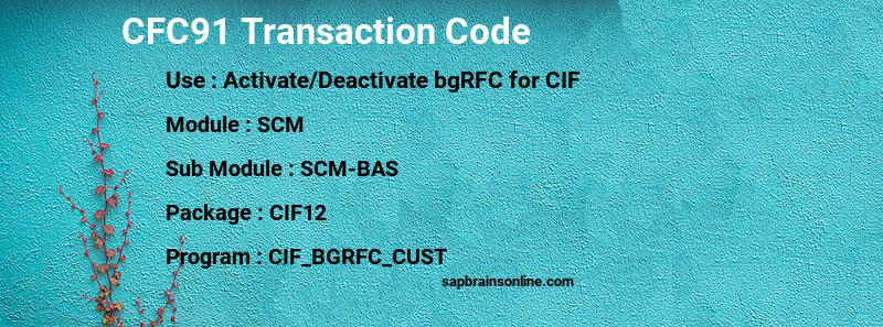 SAP CFC91 transaction code