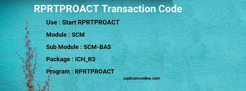 SAP RPRTPROACT transaction code