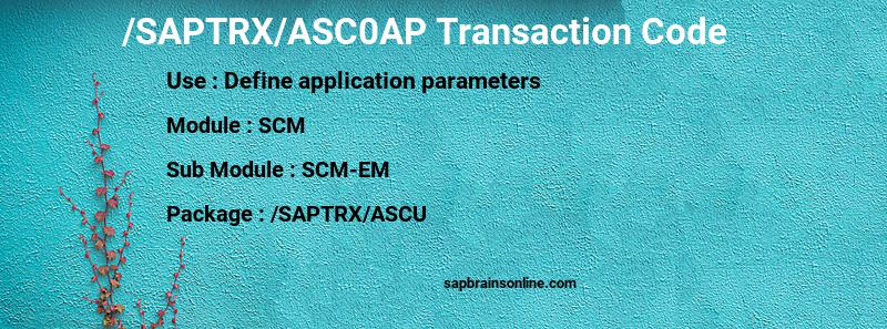 SAP /SAPTRX/ASC0AP transaction code