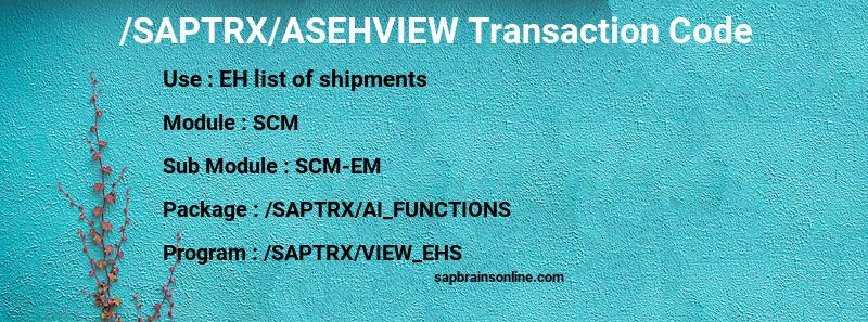 SAP /SAPTRX/ASEHVIEW transaction code