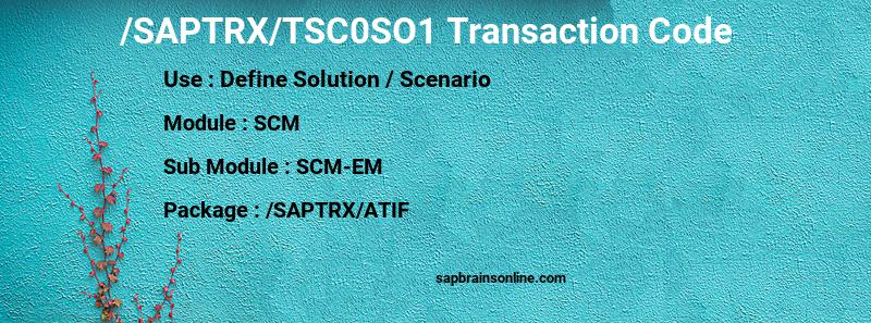 SAP /SAPTRX/TSC0SO1 transaction code