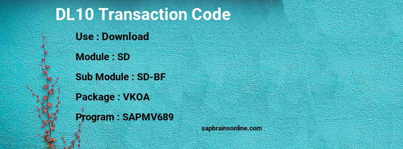 SAP DL10 transaction code