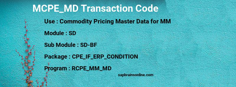 SAP MCPE_MD transaction code