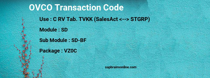 SAP OVCO transaction code