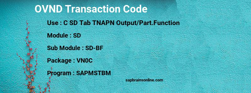 SAP OVND transaction code