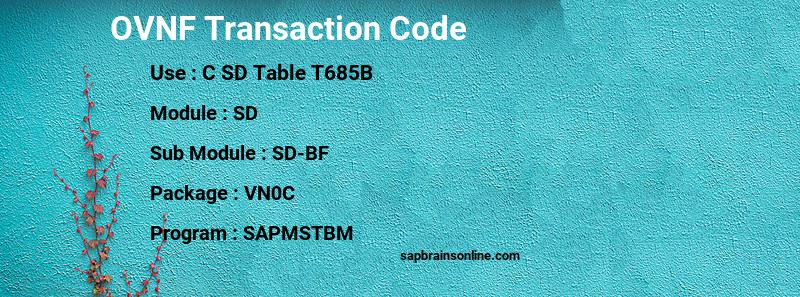 SAP OVNF transaction code