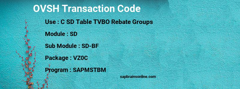 SAP OVSH transaction code