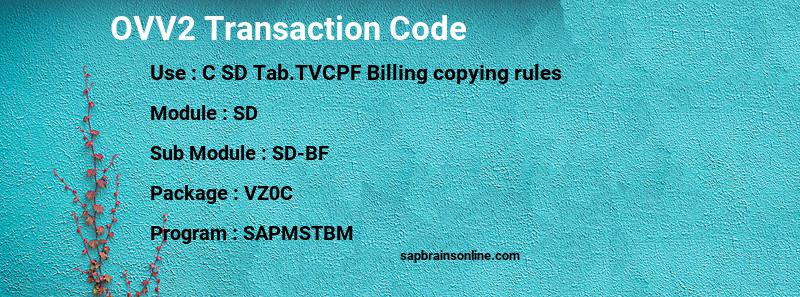 SAP OVV2 transaction code
