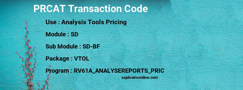 SAP PRCAT transaction code