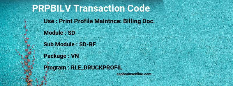 SAP PRPBILV transaction code
