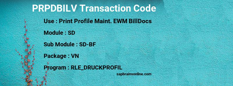 SAP PRPDBILV transaction code