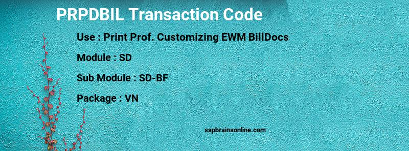 SAP PRPDBIL transaction code