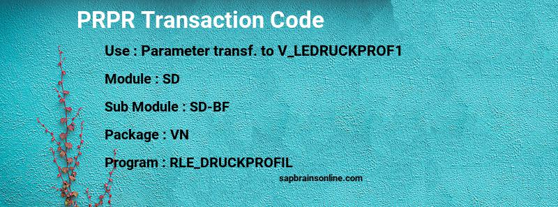 SAP PRPR transaction code
