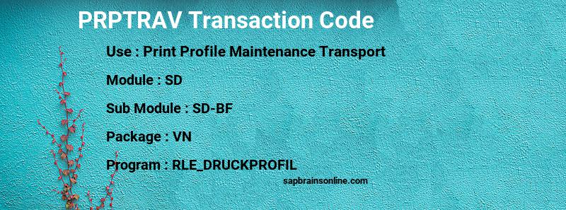 SAP PRPTRAV transaction code