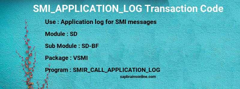SAP SMI_APPLICATION_LOG transaction code