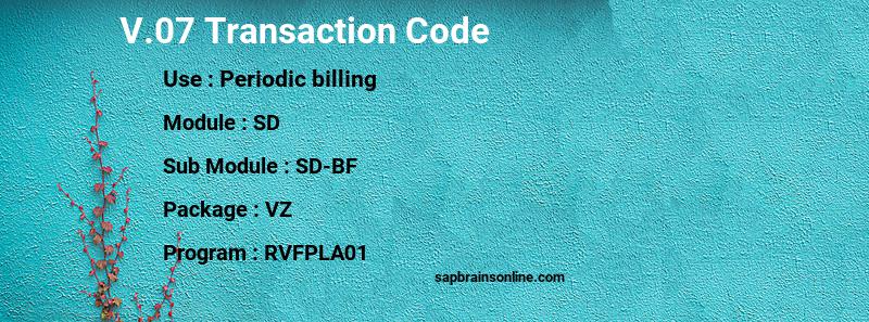 SAP V.07 transaction code