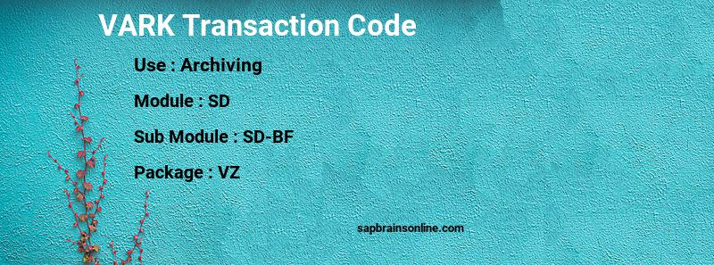 SAP VARK transaction code