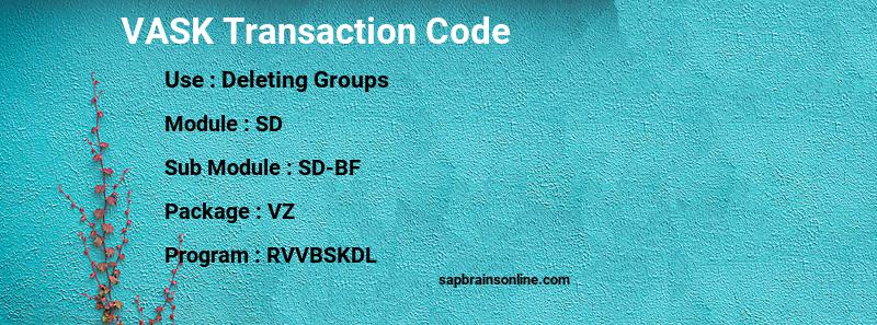 SAP VASK transaction code