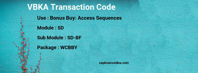 SAP VBKA transaction code