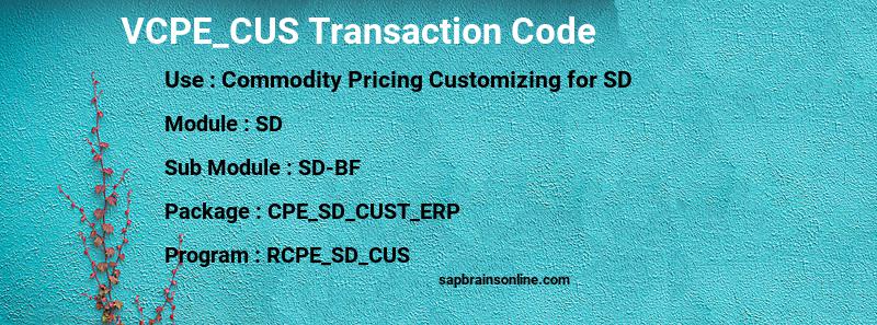 SAP VCPE_CUS transaction code