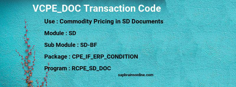 SAP VCPE_DOC transaction code