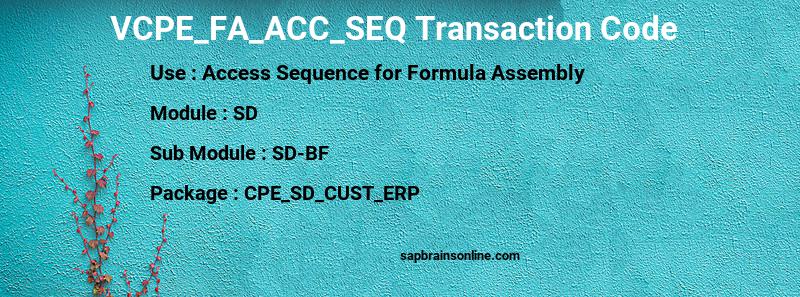 SAP VCPE_FA_ACC_SEQ transaction code