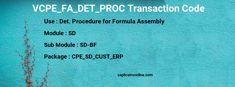 SAP VCPE_FA_DET_PROC transaction code