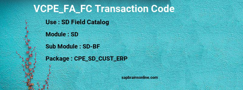 SAP VCPE_FA_FC transaction code