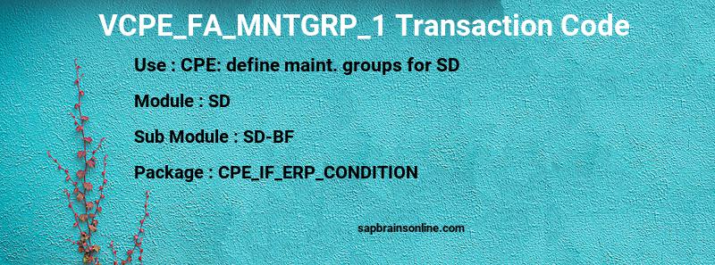 SAP VCPE_FA_MNTGRP_1 transaction code