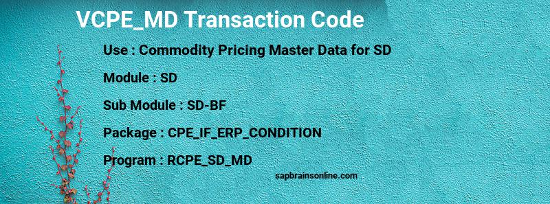 SAP VCPE_MD transaction code