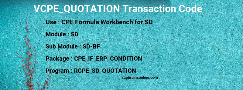 SAP VCPE_QUOTATION transaction code