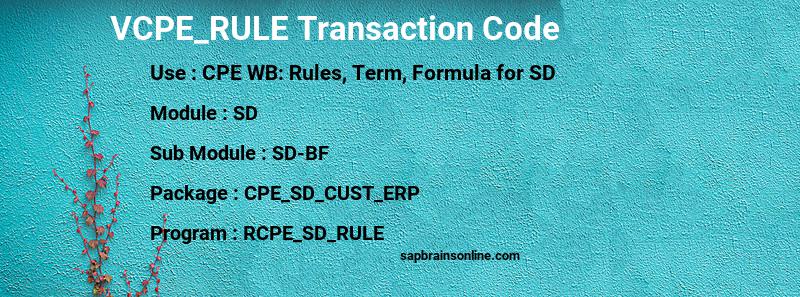SAP VCPE_RULE transaction code