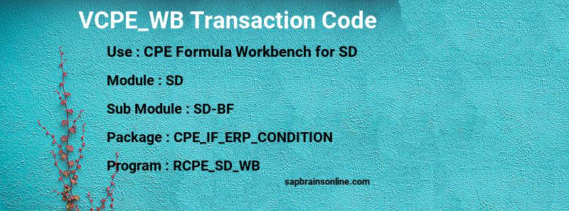 SAP VCPE_WB transaction code