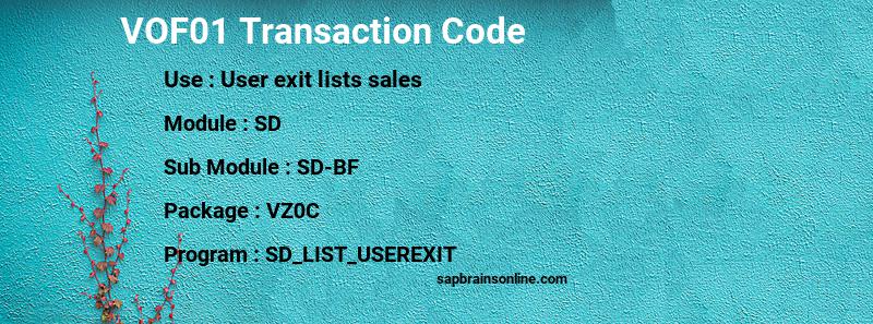 SAP VOF01 transaction code
