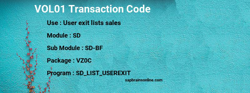 SAP VOL01 transaction code
