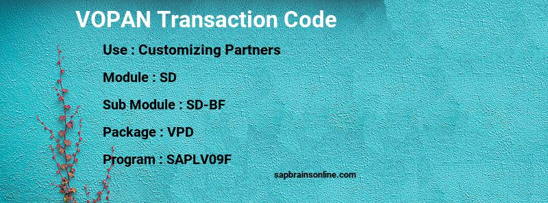 SAP VOPAN transaction code