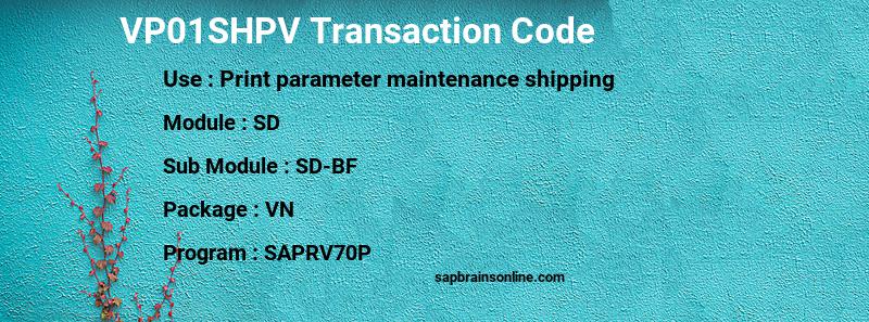 SAP VP01SHPV transaction code
