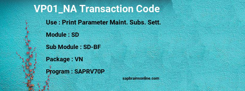 SAP VP01_NA transaction code