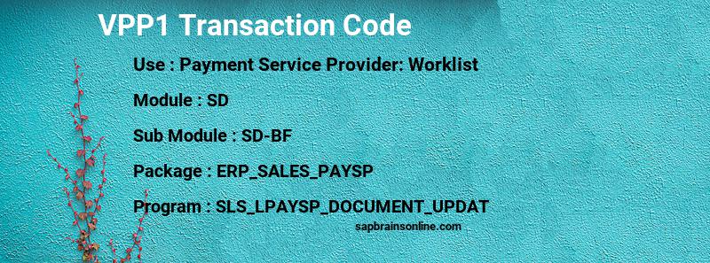 SAP VPP1 transaction code