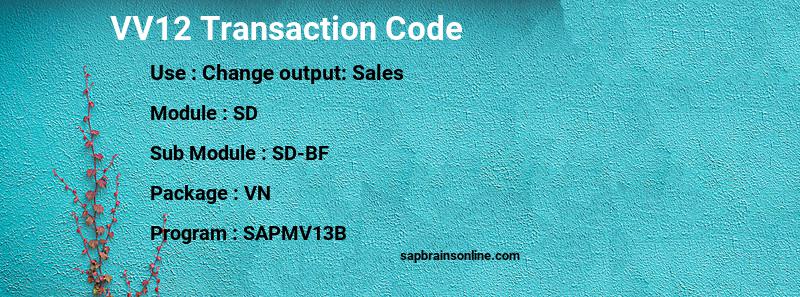 SAP VV12 transaction code