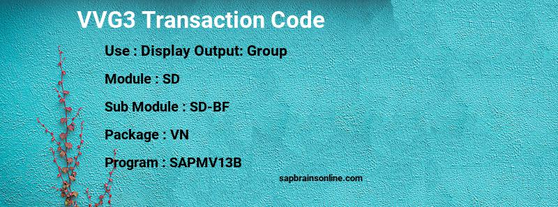 SAP VVG3 transaction code
