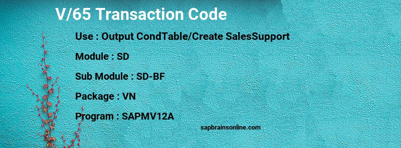 SAP V/65 transaction code