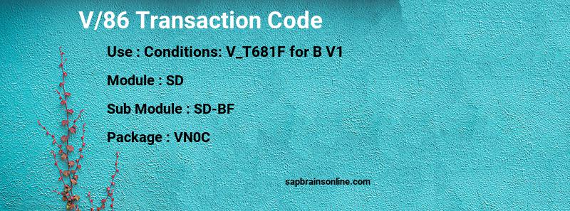SAP V/86 transaction code